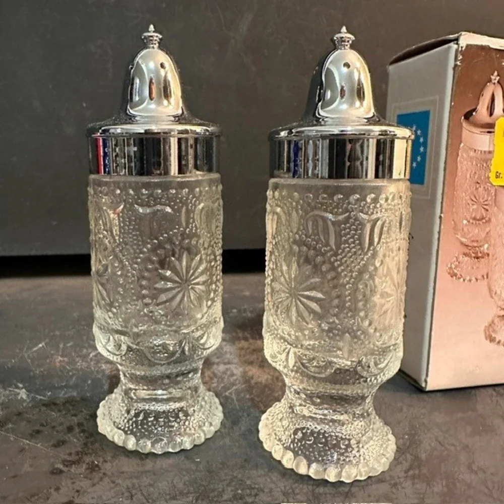 Brockway Glassware Concord Salt Pepper‎ Shakers Clear Pressed Glass 4368 Vintage